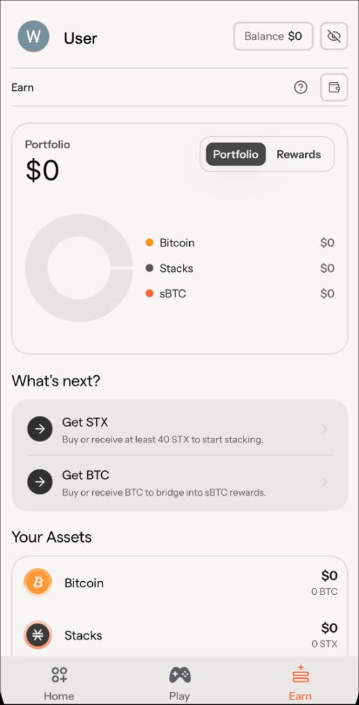 Earn Screen - Portfolio and Assets