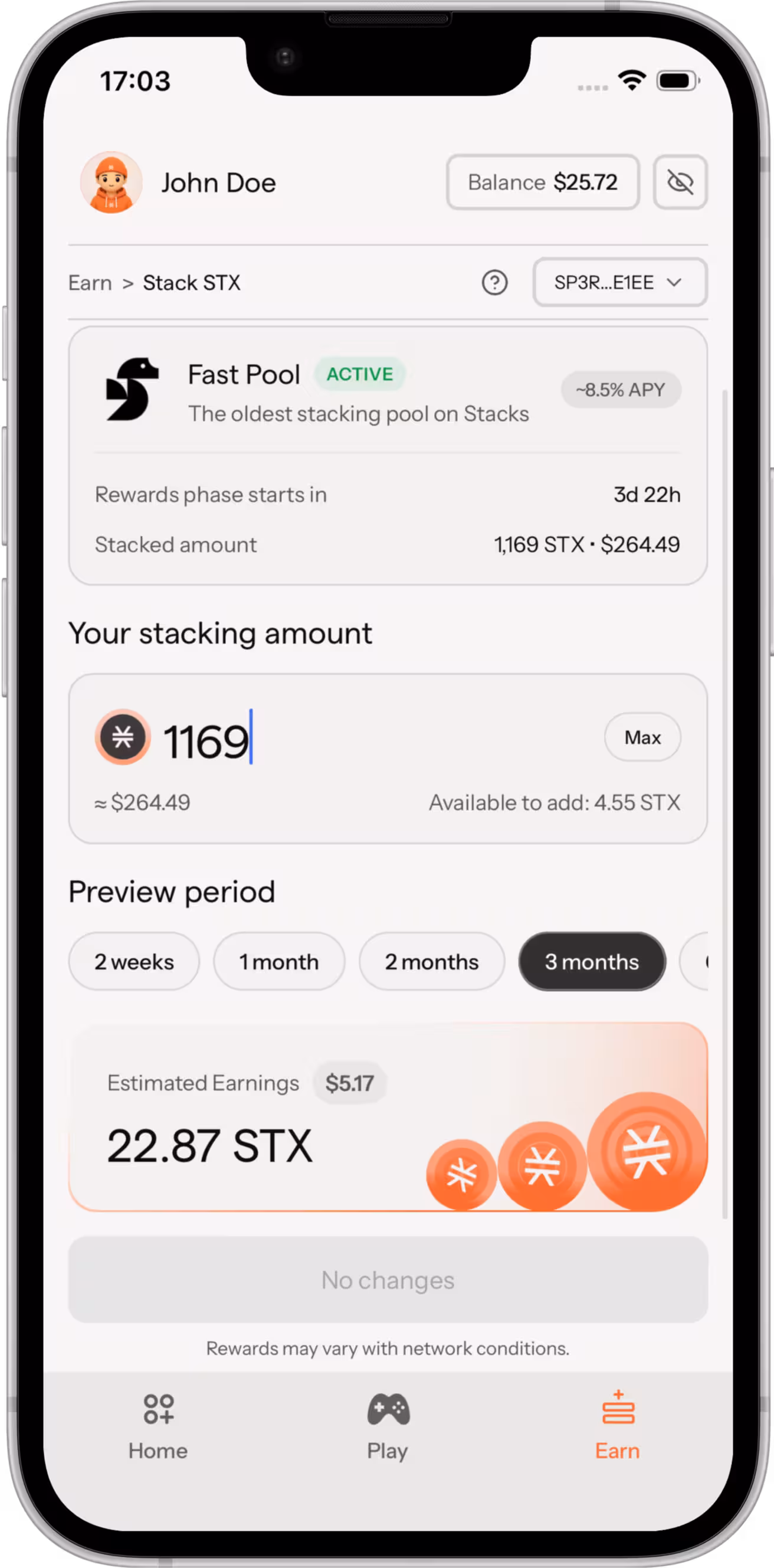 Stacking screen